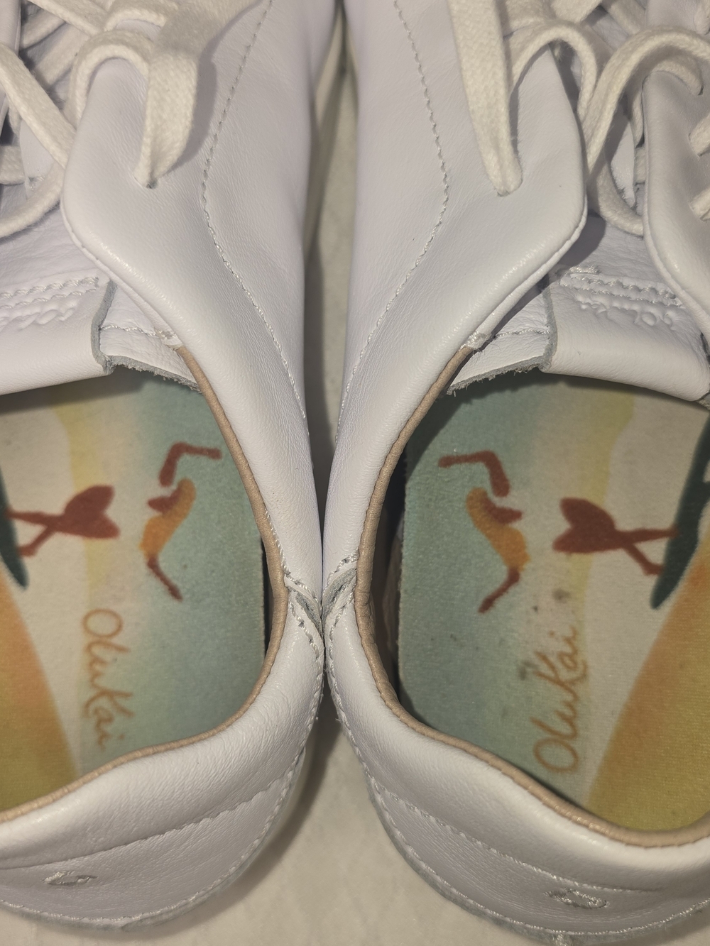 OLUKAI PEHUEA LI'LLI WOMESN SNEAKERS WHITE LEATHER CONVERTABLE HEEL SIZE 7 EUC - Picture 11 of 12